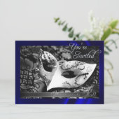 Blue Silk Masquerade Ball Invitation Kaart (Staand voorkant)