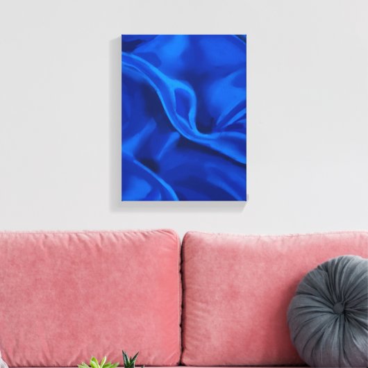 Blue Silk Painting - Still-Life Illustration Canvas Afdruk (Insitu (Woonkamer))
