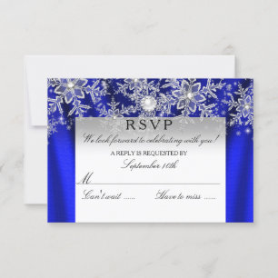 Blue Silk Pearl Snowflake Silver Winter RSVP
