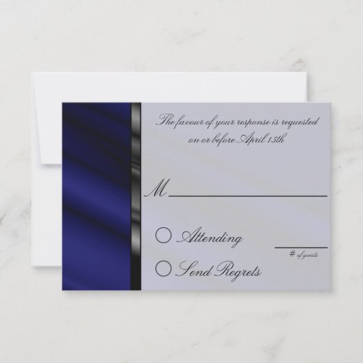 Blue Silk Reply Card RSVP Kaartje (Voorkant)
