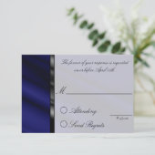 Blue Silk Reply Card RSVP Kaartje (Staand voorkant)
