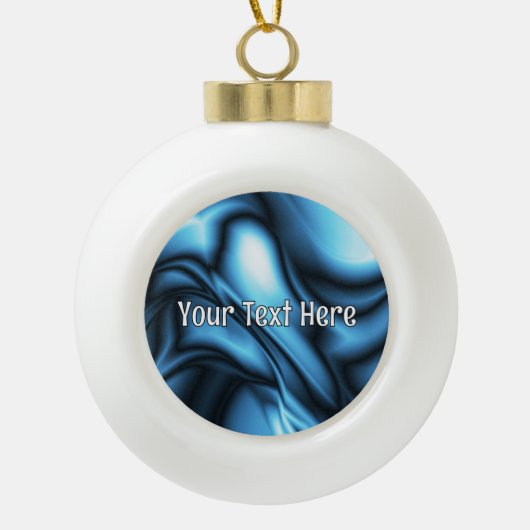 Blue Silk wave Keramische Bal Ornament (Voorkant)