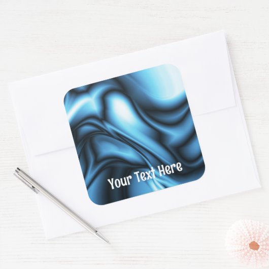 Blue Silk wave Vierkante Sticker (Envelop)