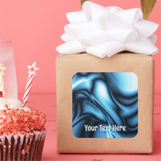 Blue Silk wave Vierkante Sticker (Feest)