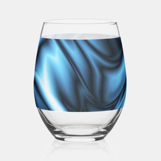 Blue Silk wave Wijnglas Zonder Voet (Voorkant)