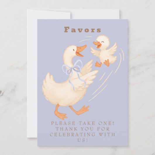 Blue Silly Goose Favor Table Sign  Kaart (Achterkant)