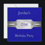 Blue Silver 21st Elegant Male Birthday Party Kaart<br><div class="desc">Fantastische Elegant Events for Women, Girls, Party Invites voor alle leeftijden, pas je aan op de leeftijd die je wilt! 21ste uitnodiging van de Birthday Party, 20e uitnodiging van de Birthday Party, 30e uitnodiging van de Birthday Party, 40e uitnodiging van de Birthday Party, 50e uitnodiging van de Birthday Party, 60e...</div>