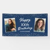 Blue Silver 2 Photo Any Age Happy Birthday Spandoek (Horizontaal)