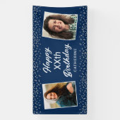 Blue Silver 2 Photo Any Age Happy Birthday Spandoek (Verticaal)