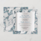 Blue Silver Abstract Marble Gray Birthday Party Kaart (Voorkant / Achterkant)