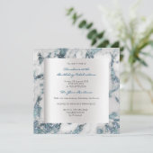 Blue Silver Abstract Marble Gray Birthday Party Kaart (Staand voorkant)