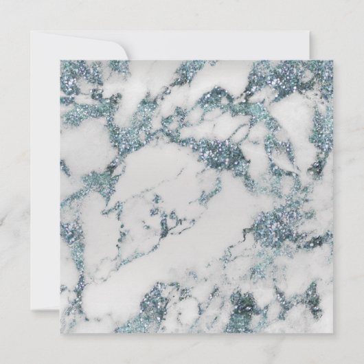 Blue Silver Abstract Marble Gray Birthday Party Kaart (Achterkant)