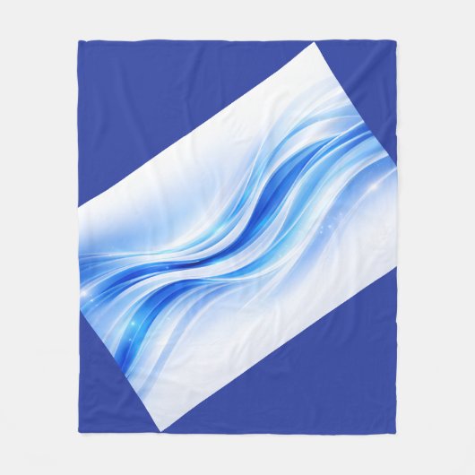 Blue & Silver Abstract Wave Blanket – Modern Flowi Fleece Deken (Voorkant)