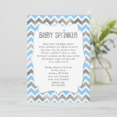 Blue Silver Baby Sprinkle boy baby shower nodigt Kaart (Staand voorkant)
