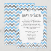 Blue Silver Baby Sprinkle boy baby shower nodigt Kaart (Voorkant / Achterkant)