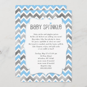 Blue Silver Baby Sprinkle boy baby shower nodigt Kaart
