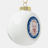Blue Silver Baby's Eerste Kerstdag (Kerstmis) Foto Keramische Bal Ornament (Links)