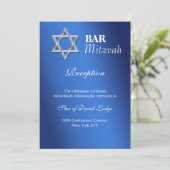 Blue Silver Bar mitzvah beroemdheden RECEPTION Kaart (Staand voorkant)