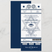 Blue Silver Bar Mitzvah voor Twins Football Ticket Kaart (Voorkant / Achterkant)