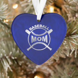 Blue Silver Baseball mama Ornament