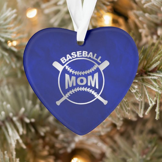 Blue Silver Baseball mama Ornament (Boom)