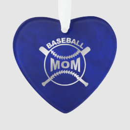 Blue Silver Baseball mama Ornament