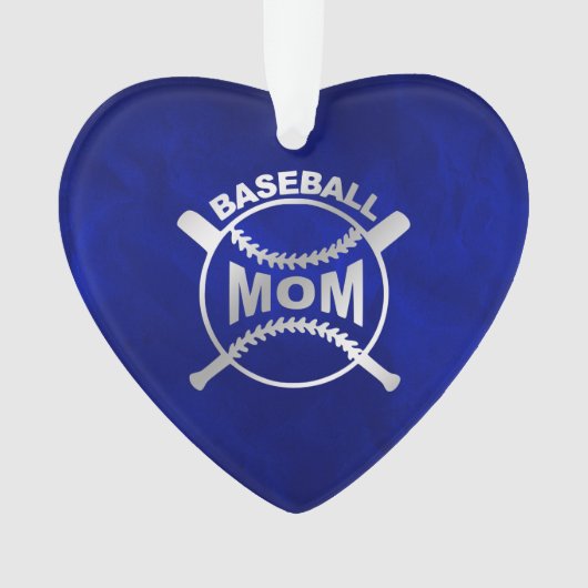 Blue Silver Baseball mama Ornament (voorkant)