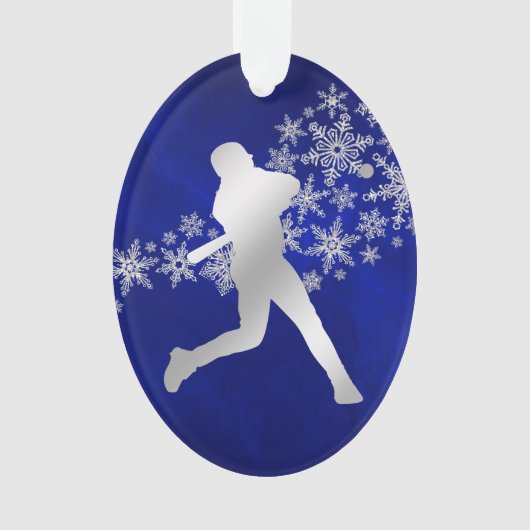 Blue Silver Baseball Player Ornament (voorkant)