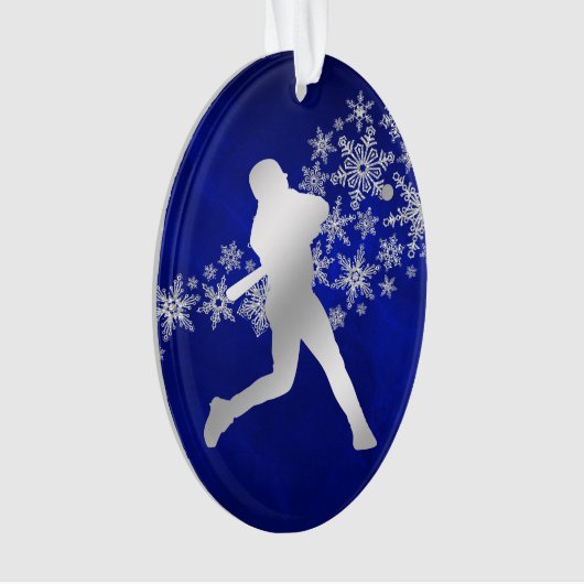 Blue Silver Baseball Player Ornament (voorkant)