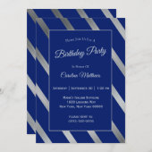 Blue Silver Birthday Kaart (Voorkant / Achterkant)