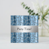 Blue Silver Birthday Party - Gepersonaliseerd Kaart (Staand voorkant)