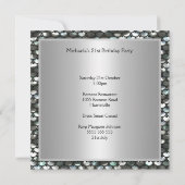 Blue Silver Birthday Party - Gepersonaliseerd Kaart (Achterkant)