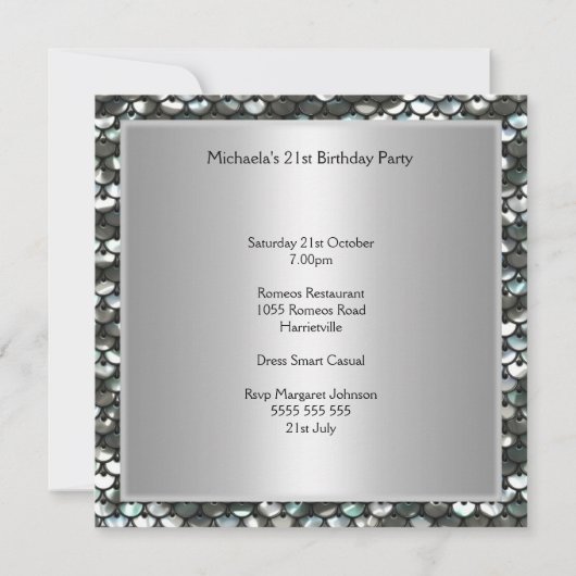 Blue Silver Birthday Party - Gepersonaliseerd Kaart (Achterkant)