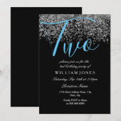 Blue Silver Black Boys 2e verjaardag Kaart (Voorkant / Achterkant)