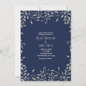 Blue & Silver Botanical Modern Wedding Invitations Kaart (Voorkant)