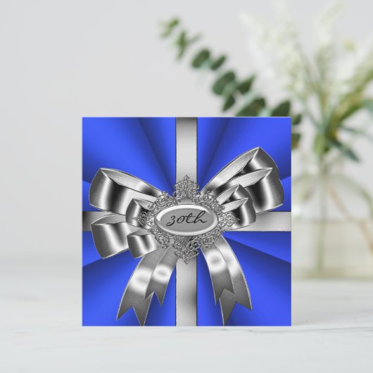 Blue Silver Bow 30th Black White Jewel 2 Kaart (Staand voorkant)