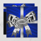 Blue Silver Bow 30th Black White Jewel Kaart (Voorkant / Achterkant)