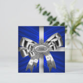 Blue Silver Bow 30th Black White Jewel Kaart (Staand voorkant)