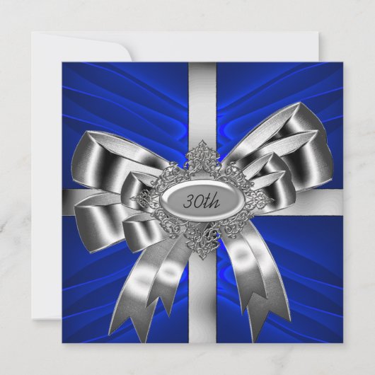 Blue Silver Bow 30th Black White Jewel Kaart (Voorkant)