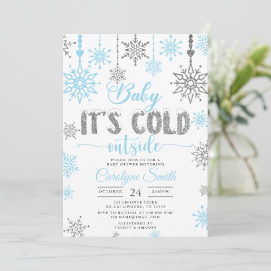 Blue Silver Boy Baby zijn koude buitenzijde Baby s Kaart (Staand voorkant)