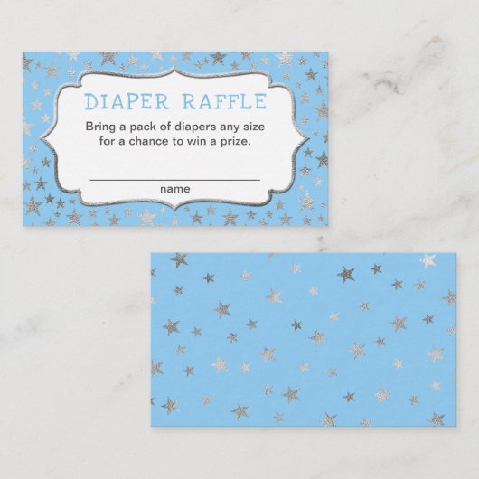 Blue Silver Boy Twinkle Star luier loterij tickets Informatiekaartje (Voorkant / Achterkant)