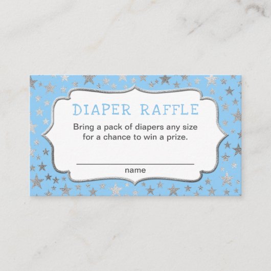 Blue Silver Boy Twinkle Star luier loterij tickets Informatiekaartje (Voorkant)