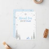 Blue & Silver Boy Winter wonderland Dank u Notitiekaartje (Voorkant / Achterkant in situ)