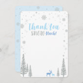 Blue & Silver Boy Winter wonderland Dank u Notitiekaartje (Voorkant / Achterkant)