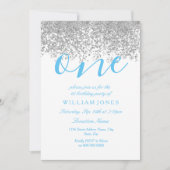 Blue Silver Boys 1e verjaardag Kaart (Voorkant)