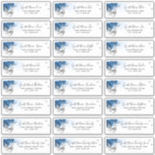 Blue Silver Butterfly 24 Wedding Guest Address Sticker (Voorkant)