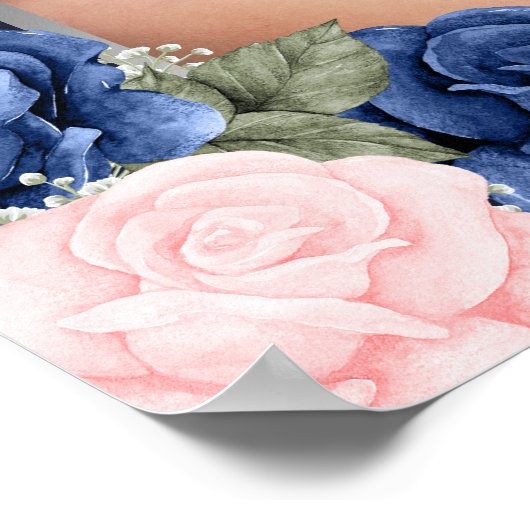 Blue Silver Celebration of Life Photo Funeral Sign Poster (Hoek)