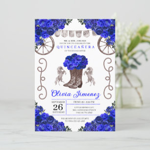 Blue Silver Charra Ranchero Boots Quinceanera Kaart