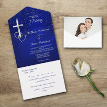Blue Silver Christelijk Cross Photo Template Wedde