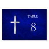 Blue Silver Christelijk Cross Table Kaart (Achterkant)